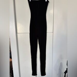 naked wardrobe Black Strapless Slim Jumpsuit